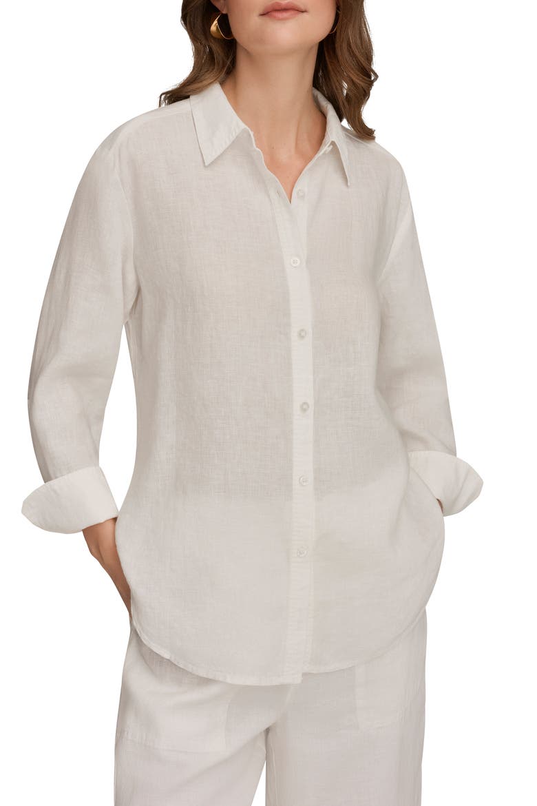 Linen Button-Up Shirt, Main, color, CREAM