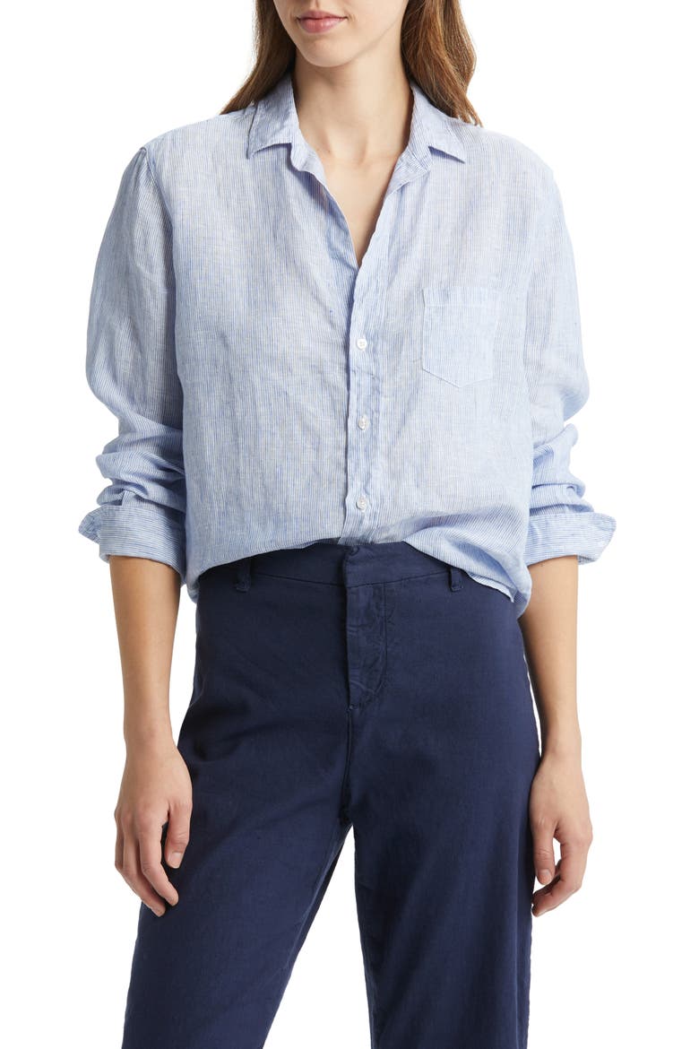 Eileen Relaxed Button-Up Shirt, Main, color, THIN BLUE