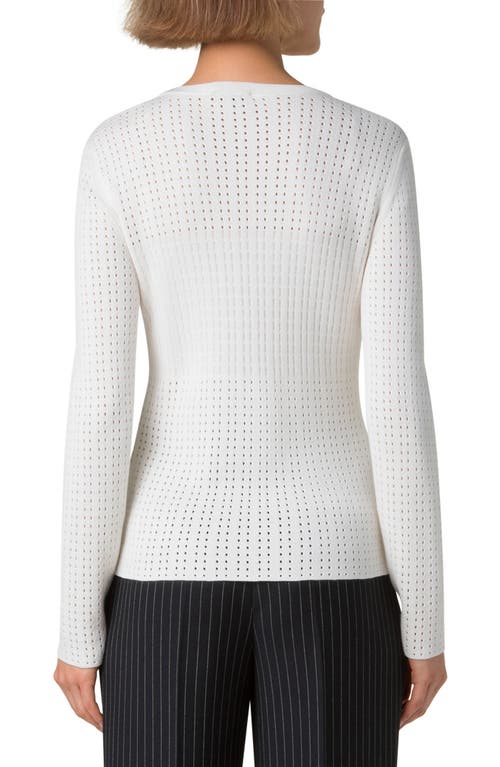 Shop Akris Silk & Cotton Pointelle Stitch Sweater In Ecru
