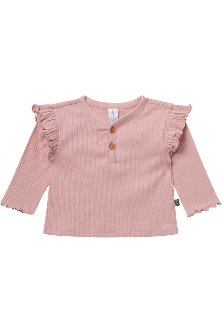 Henley Ruffle Tops with Pants Set, Alternate, color, Pink