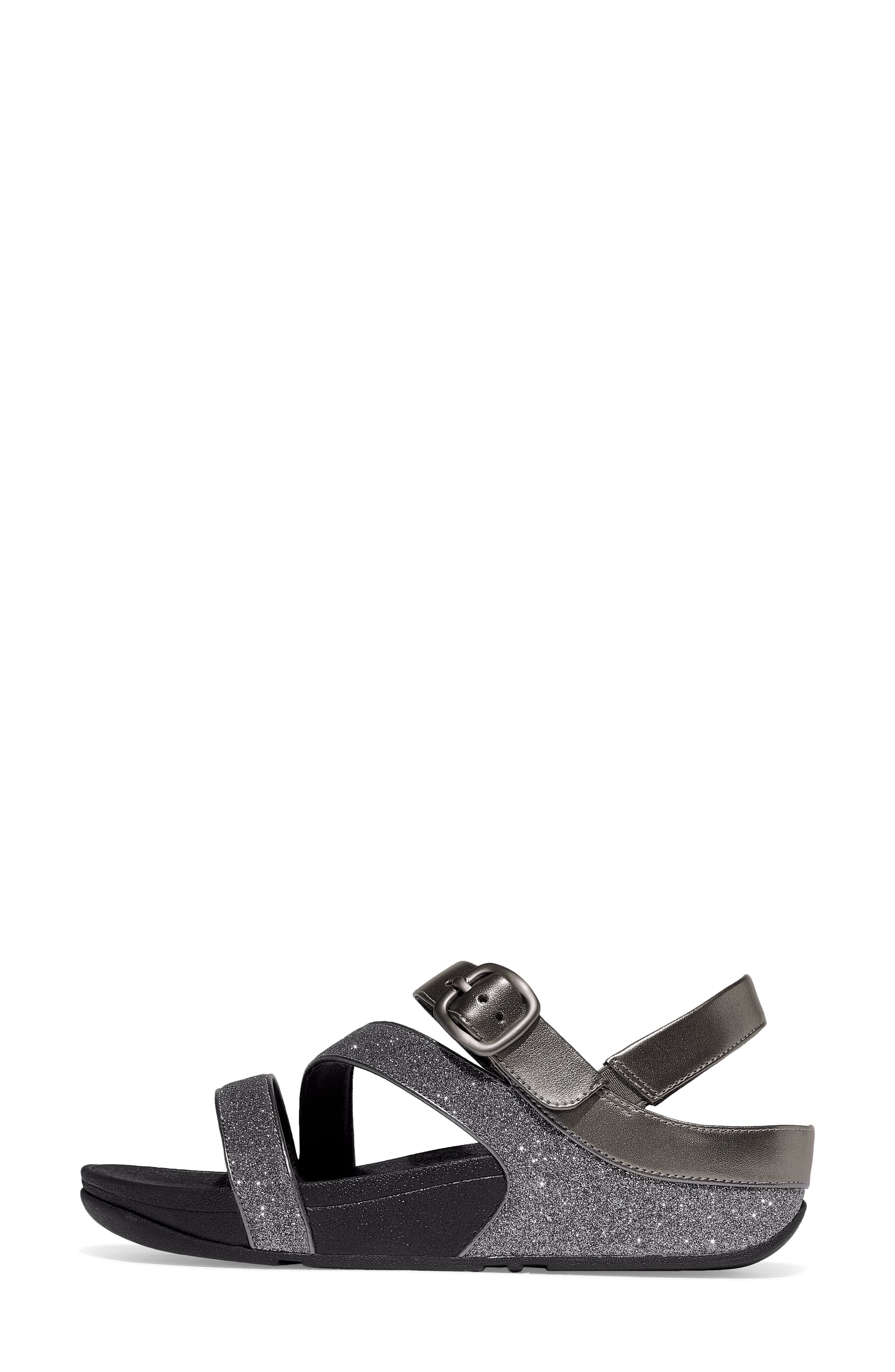 FitFlop Skinny II Glitterdust Z-Strap Sandal, Alternate, color, Pewter