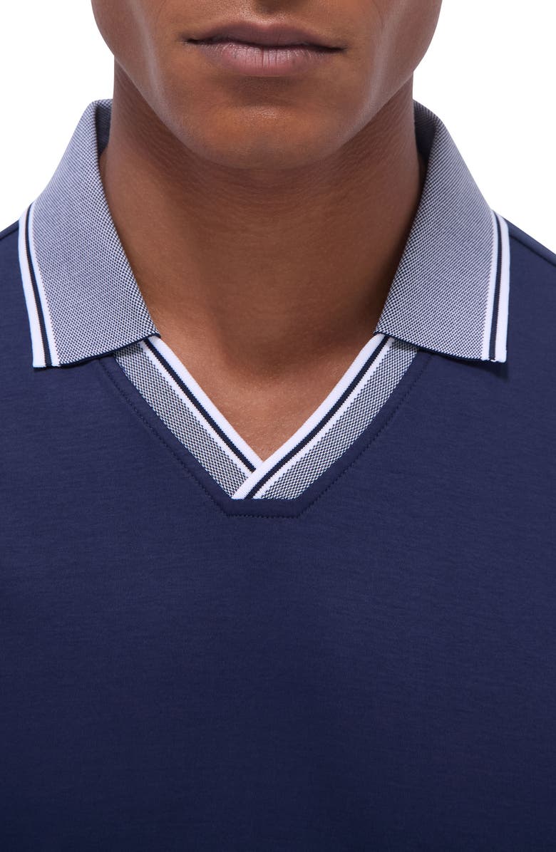 Bugatchi Tipped Johnny Collar Polo, Alternate, color, Navy