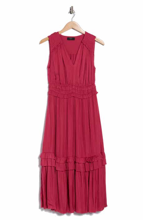 T Tahari Ruffle Sleeveless Tiered Midi Dress