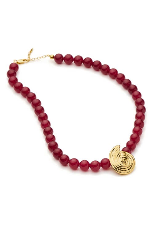 Missoma Spiral Pendant Beaded Necklace In Red