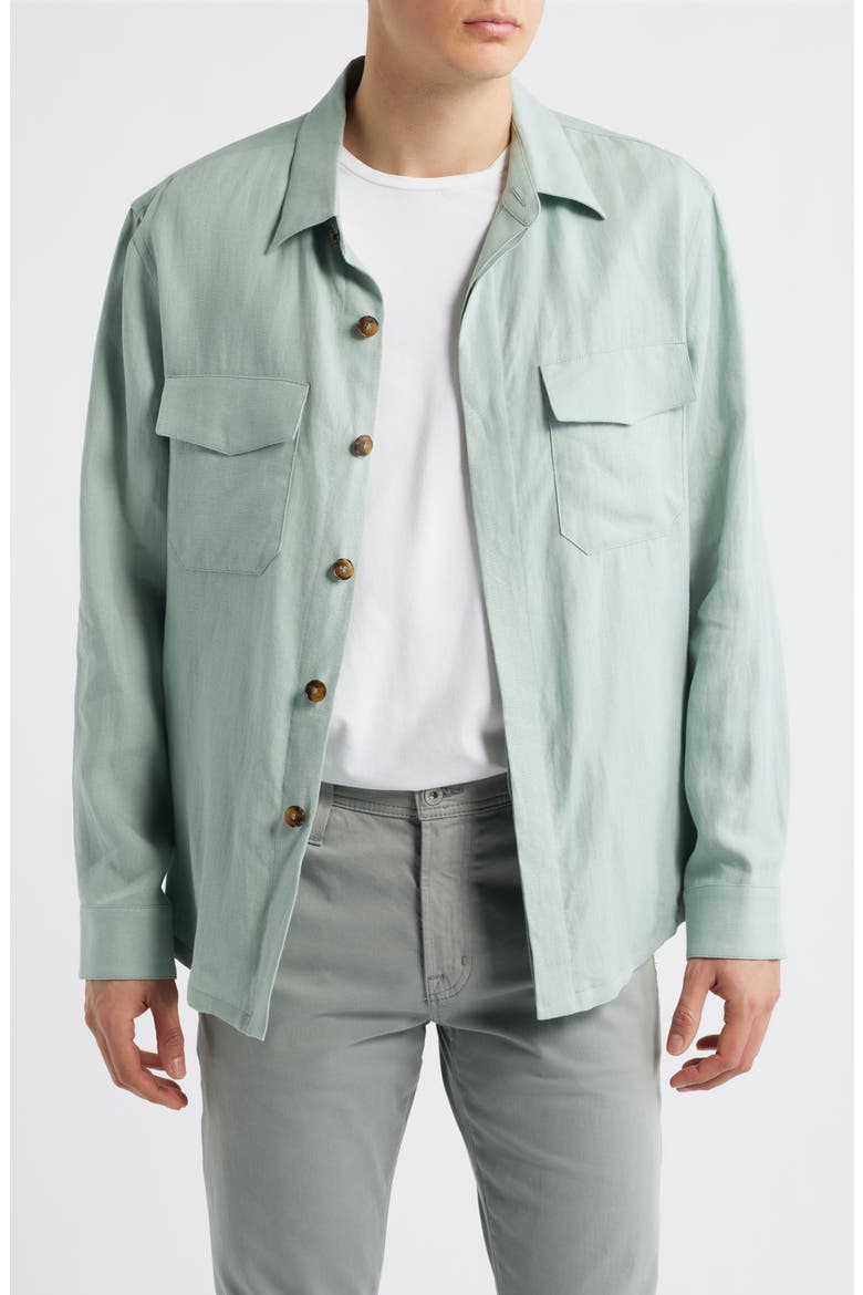 Relaxed Fit Linen Overshirt, Main, color, GREEN