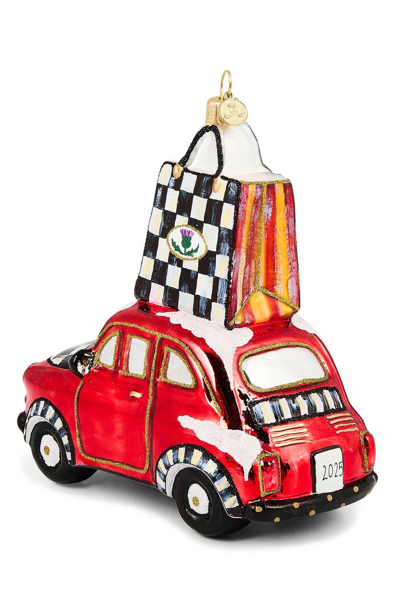 MACKENZIE CHILDS Check it Out Car Glass Ornament, Alternate, color, Red