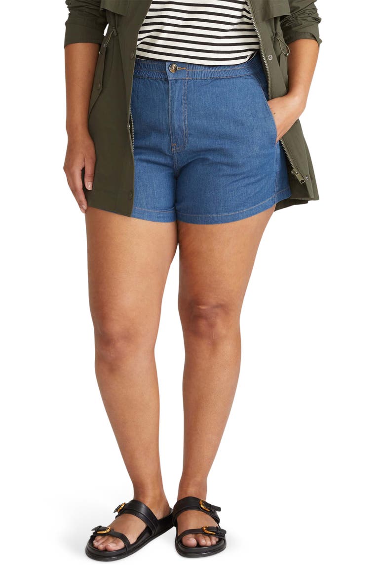 Capri Cotton Chambray Shorts, Main, color, ORION BLUE
