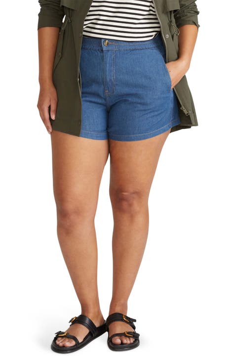 Capri Cotton Chambray Shorts (Regular & Plus)