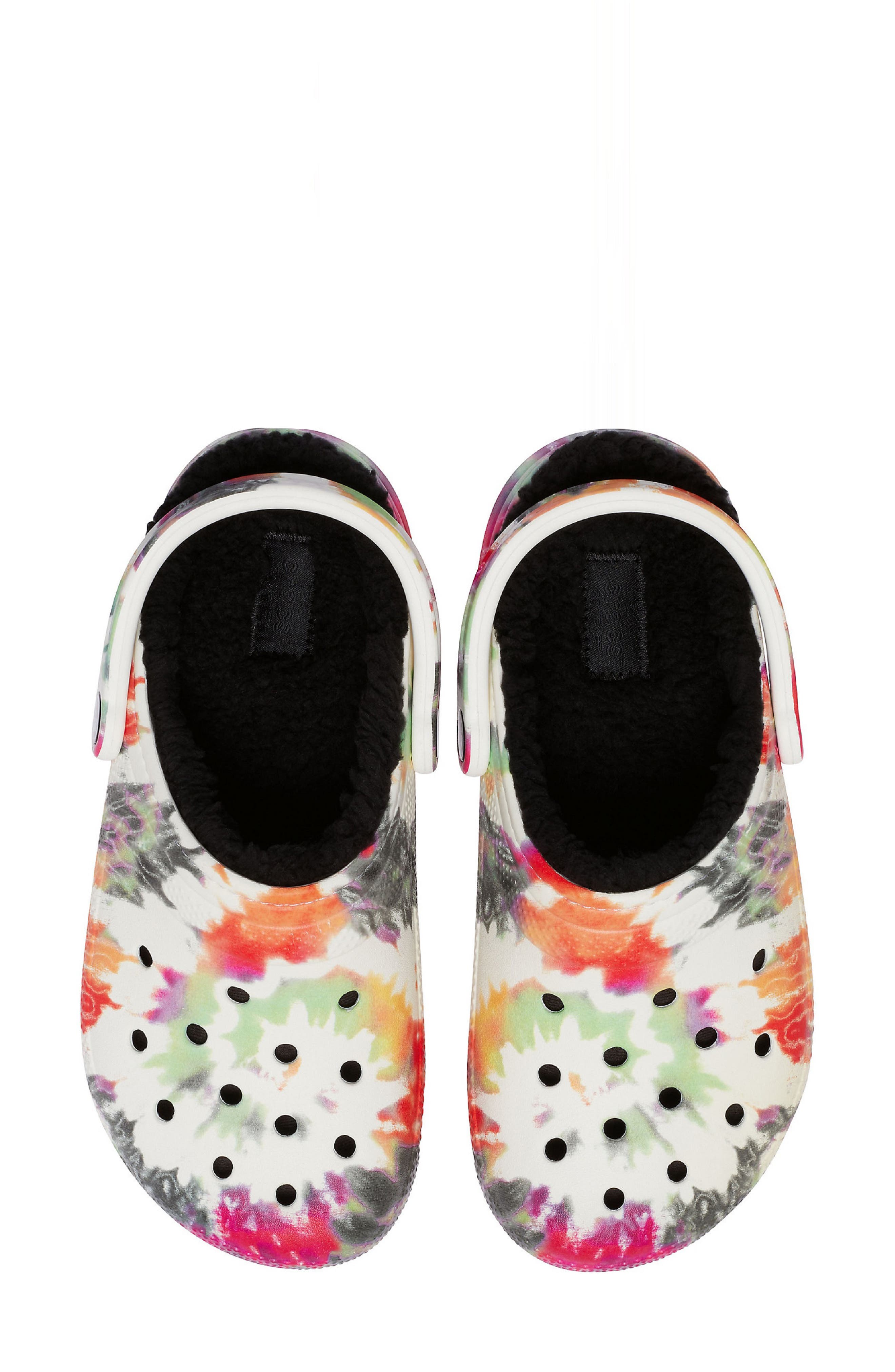 CROCS™ Classic Fleece Lined Tie Dye Clog, Alternate, color, BLACK/ MULTI