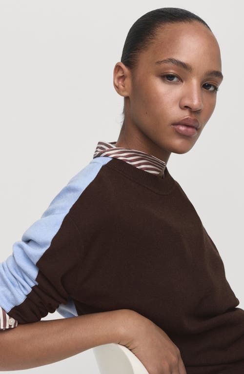 Mango Combined Design Sweater In Brown
