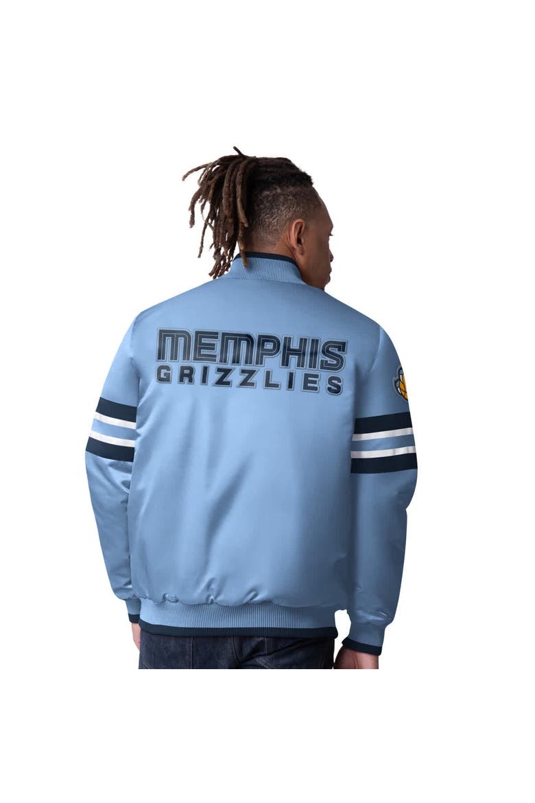Men's Starter Light Blue Memphis Grizzlies Scout Varsity Satin Full-Snap Jacket, Alternate, color, Light Blue