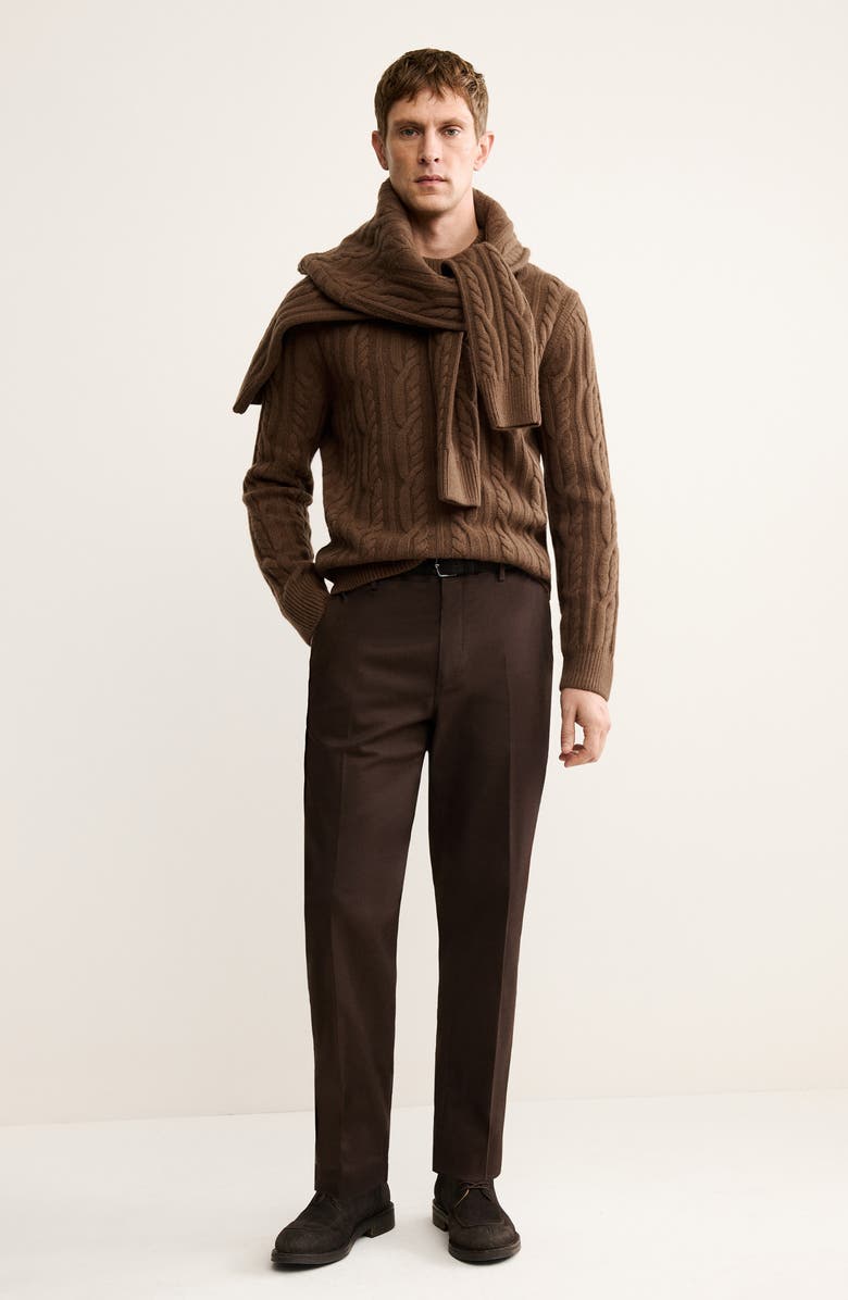 MANGO Wool Cable Sweater, Alternate, color, Caramel