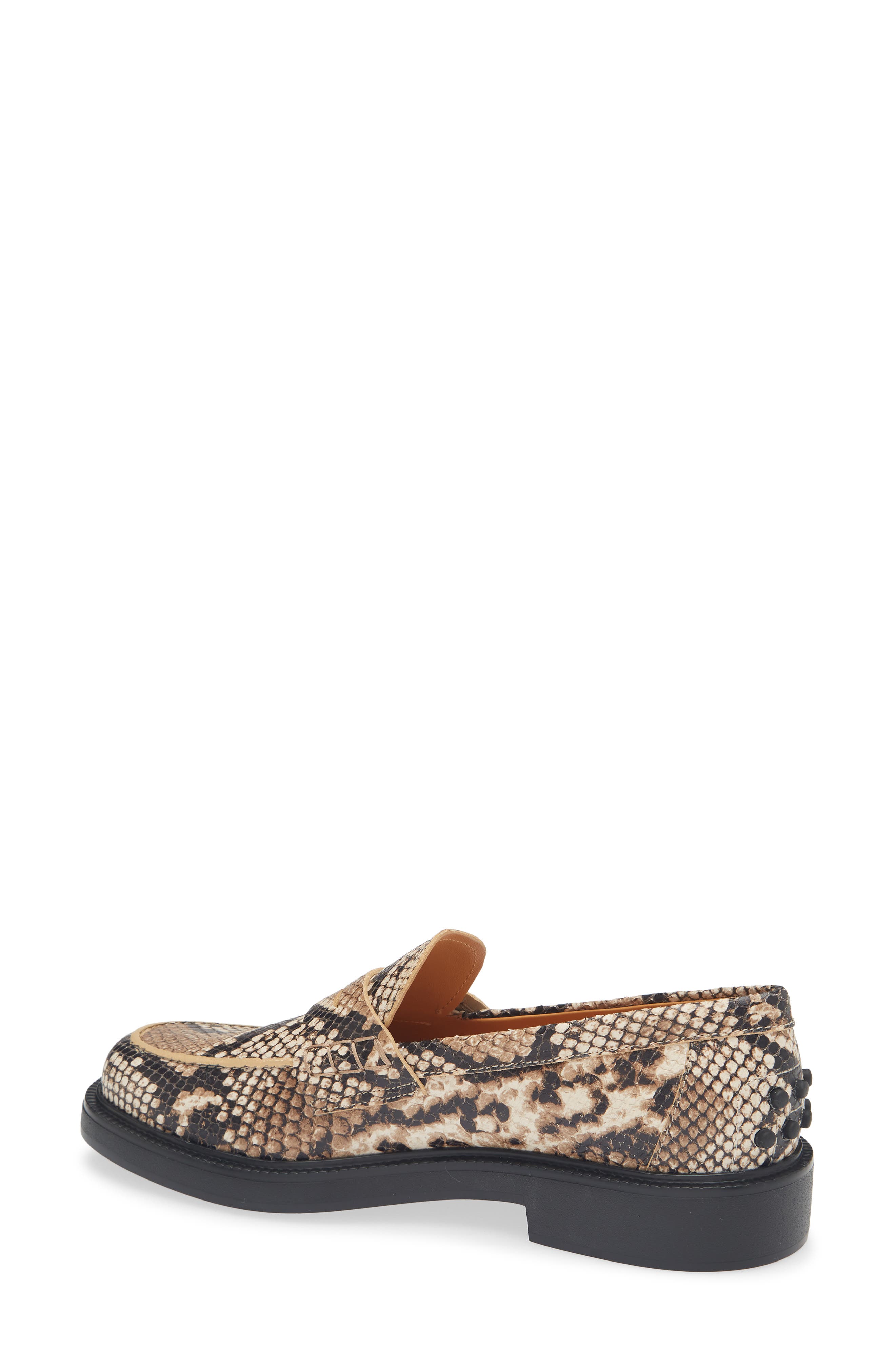 Python Embossed Leather Penny Loafer, Alternate, color, NATURALE SCURO