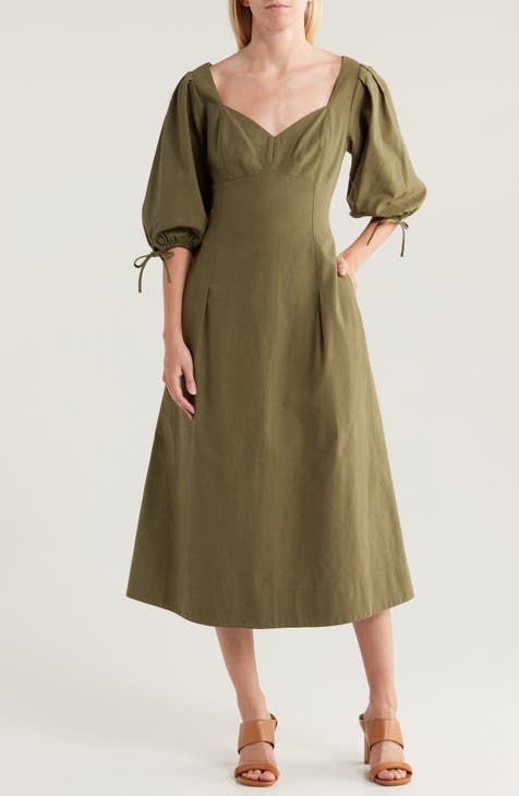 Cotton Blend Midi Dress