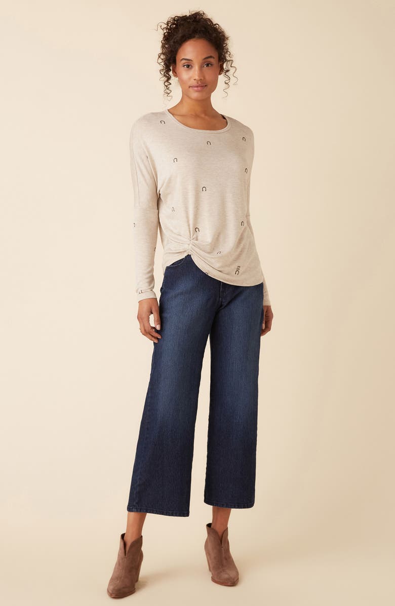 Karen Kane High Waist Crop Wide Leg Jeans, Alternate, color, Denim