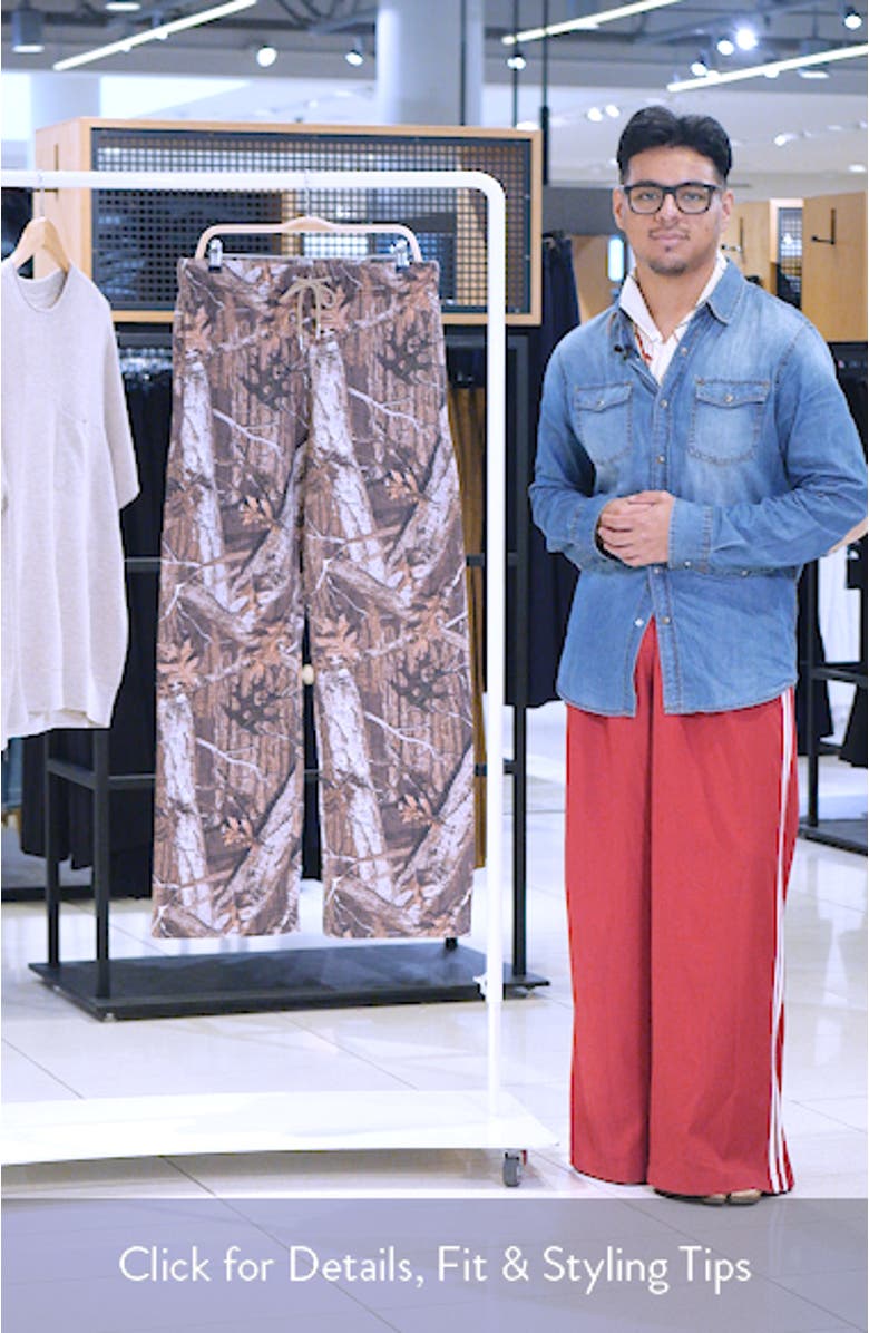 Washed Camo Extreme Baggy Fit Fleece Sweatpants, sales video thumbnail