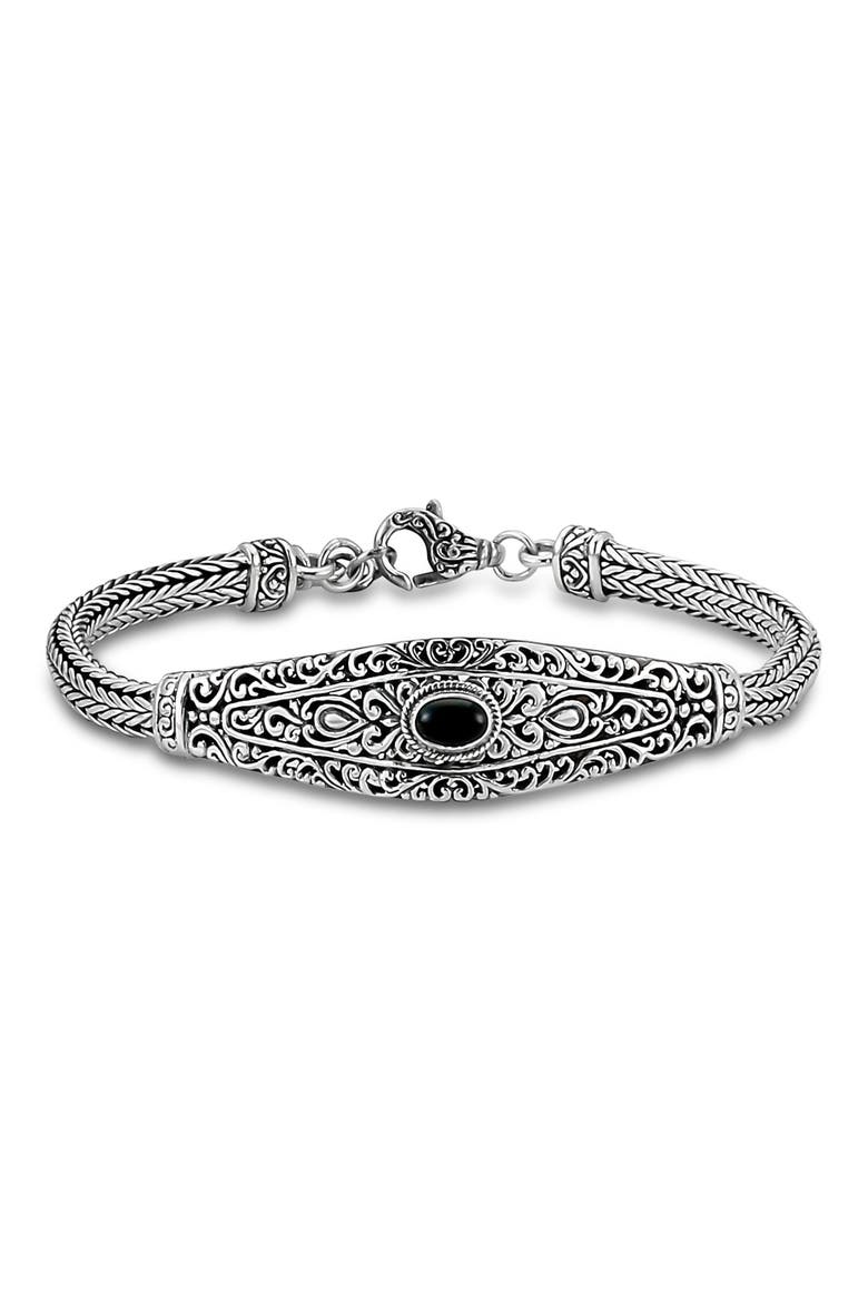Sterling Silver Filigree Amethyst Bracelet, Main, color, BLACK