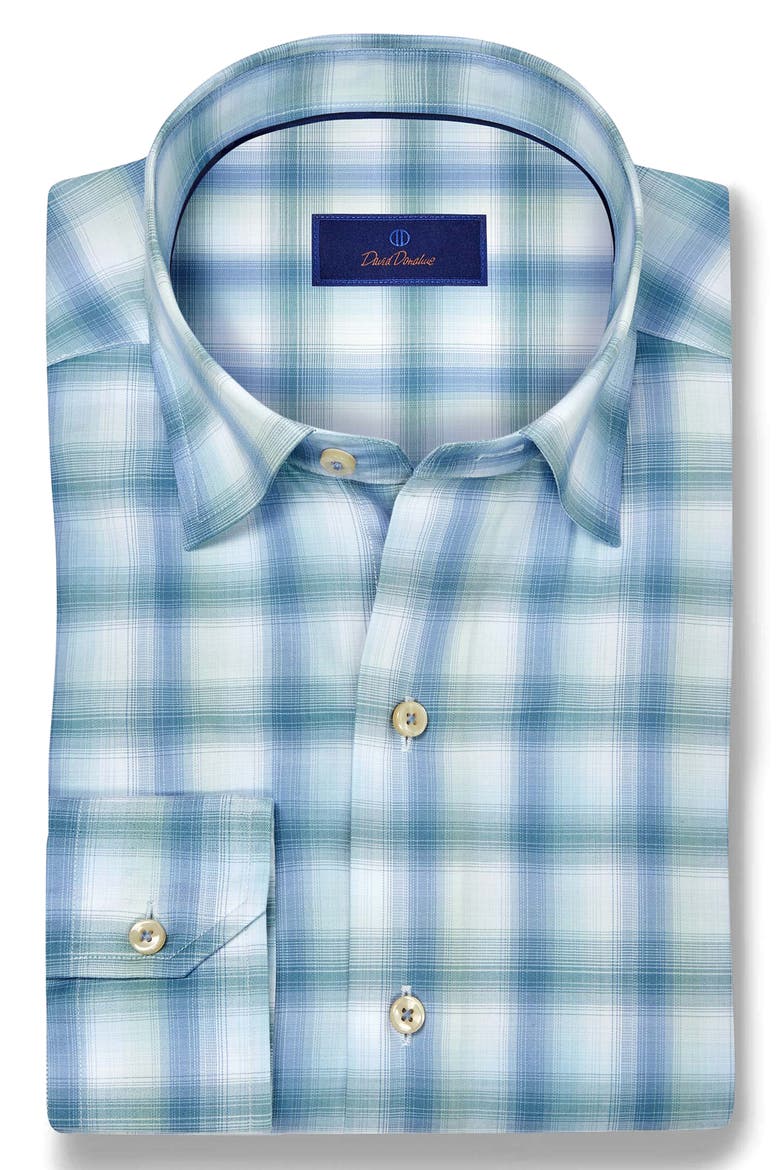 Ombré Twill Check Sport Shirt, Alternate, color, BLUE/ GREEN