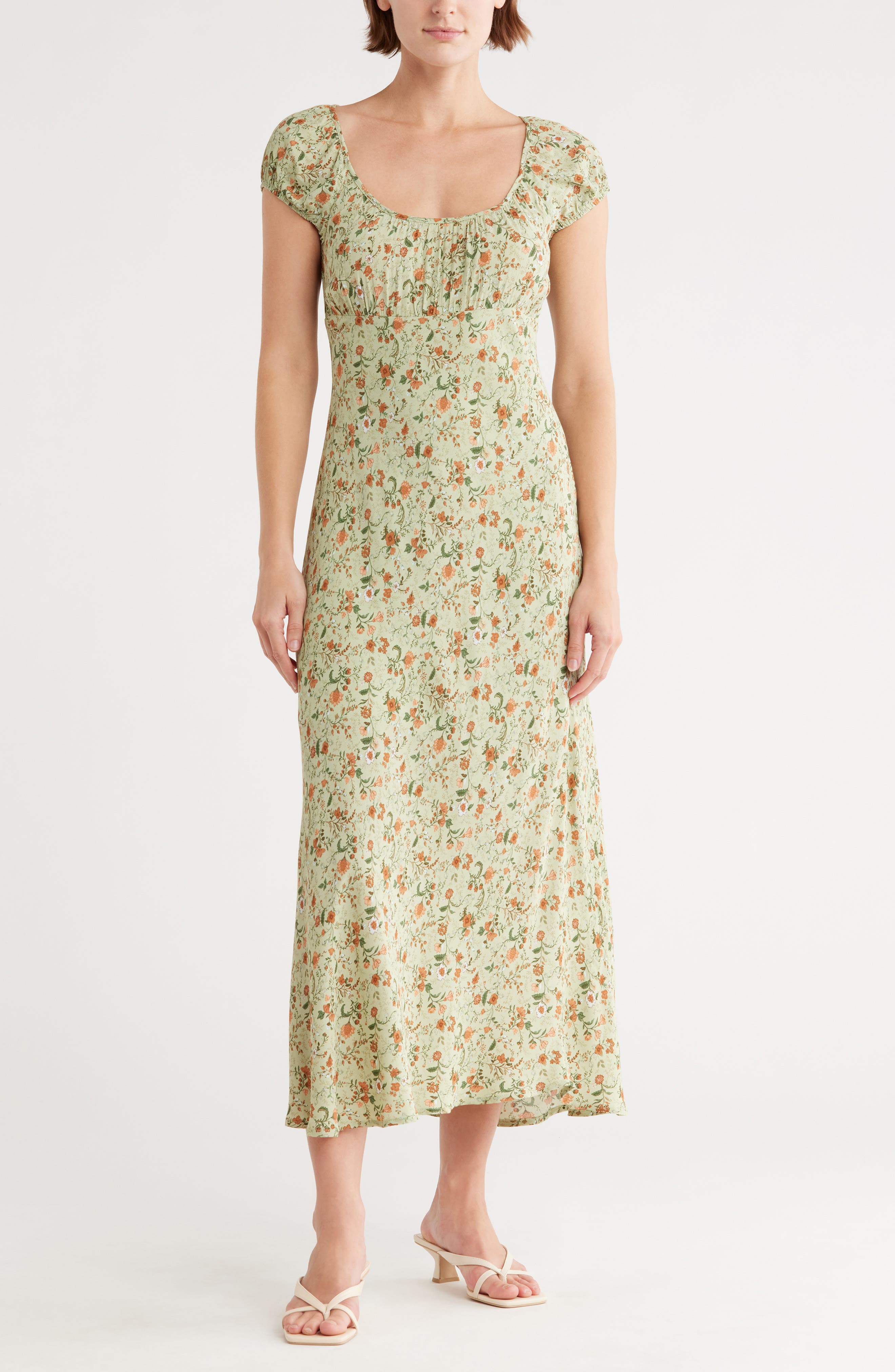 Blu Pepper Cap Sleeve Midi Dress