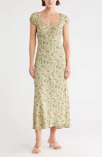 Blu Pepper Cap Sleeve Midi Dress