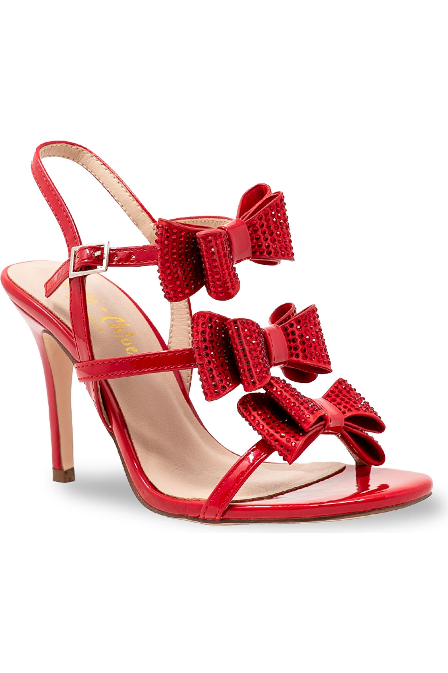 Ab Rhinestone Trim CHASE AND CHLOE Triple Bow Rhinestone Sandal (Women) | Nordstromrack
