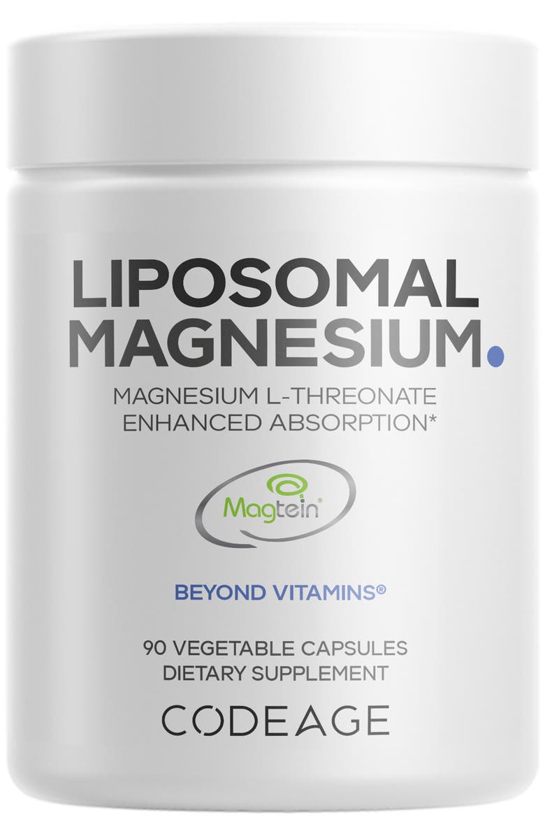 Codeage Liposomal Magnesium L-Threonate Supplement, Main, color, White