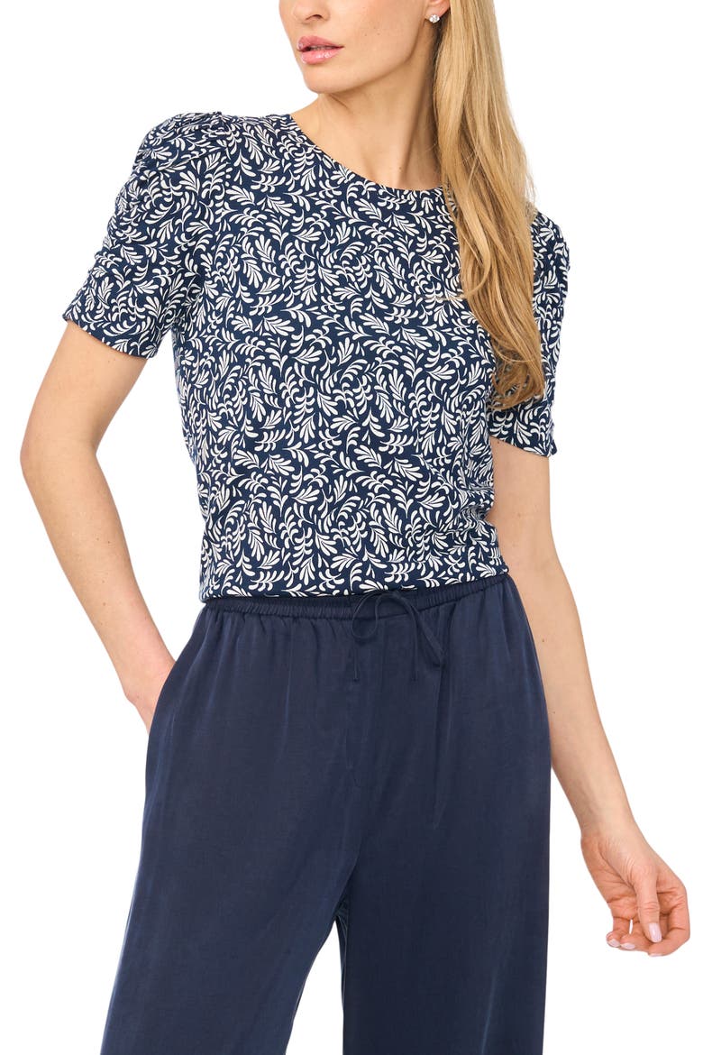 Elastic Gathered Sleeve Top, Main, color, CLASSIC NAVY