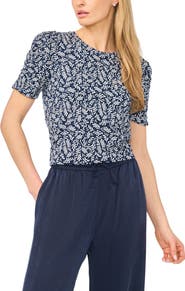 Halogen® Elastic Gathered Sleeve Top
