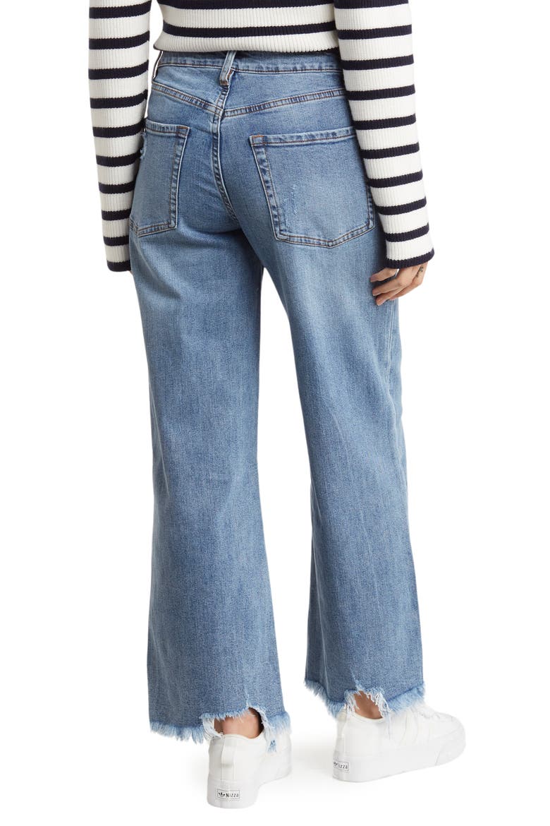 Sabrina High Waist Wide Leg Raw Hem Jeans, Alternate, color, HILLMAN
