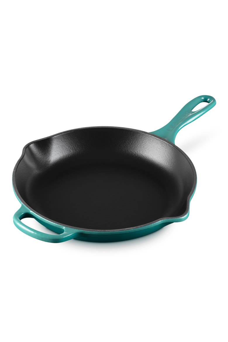 Signature Handle 10 1/4 Inch Enamel Cast Iron Skillet, Alternate, color, RIVIERA