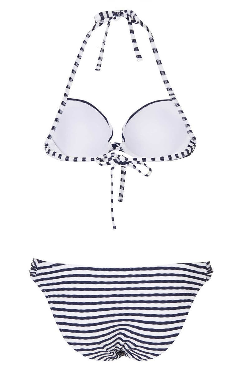 Topshop Stripe Textured Bikini, Alternate, color, 