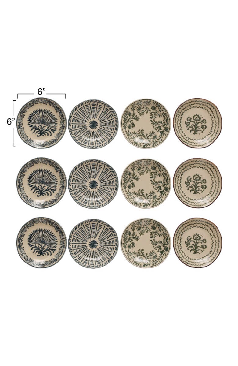 Storied Home Plates Set with Various Prints, Alternate, color, Cream
