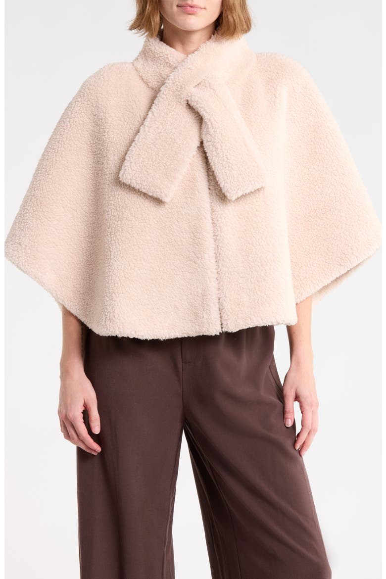 FAUX FUR CAPE, Main, color, CAMEL