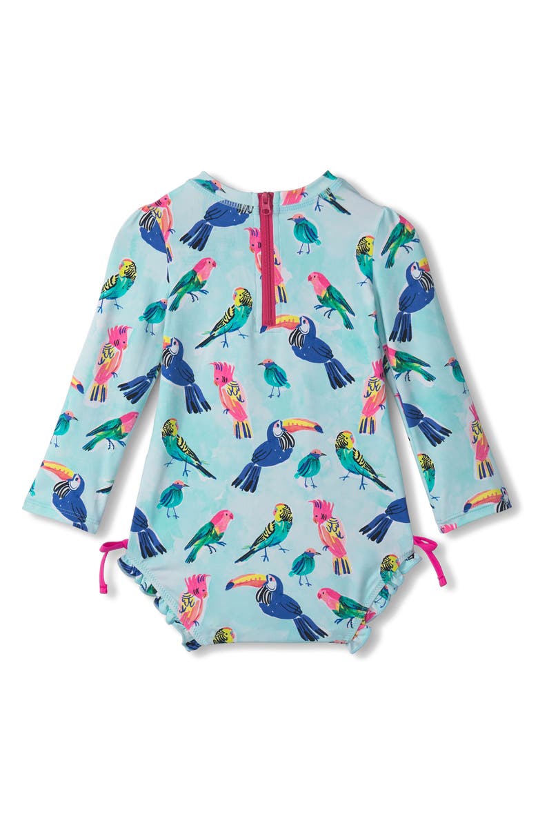 Hatley Tropical Birds Long Sleeve Rashguard Swimsuit, Alternate, color, 
