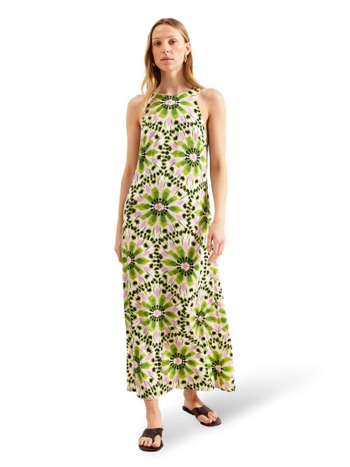Ro&zo Womens Mosaic-print Round-neck Stretch-woven Maxi Dress Green In Green