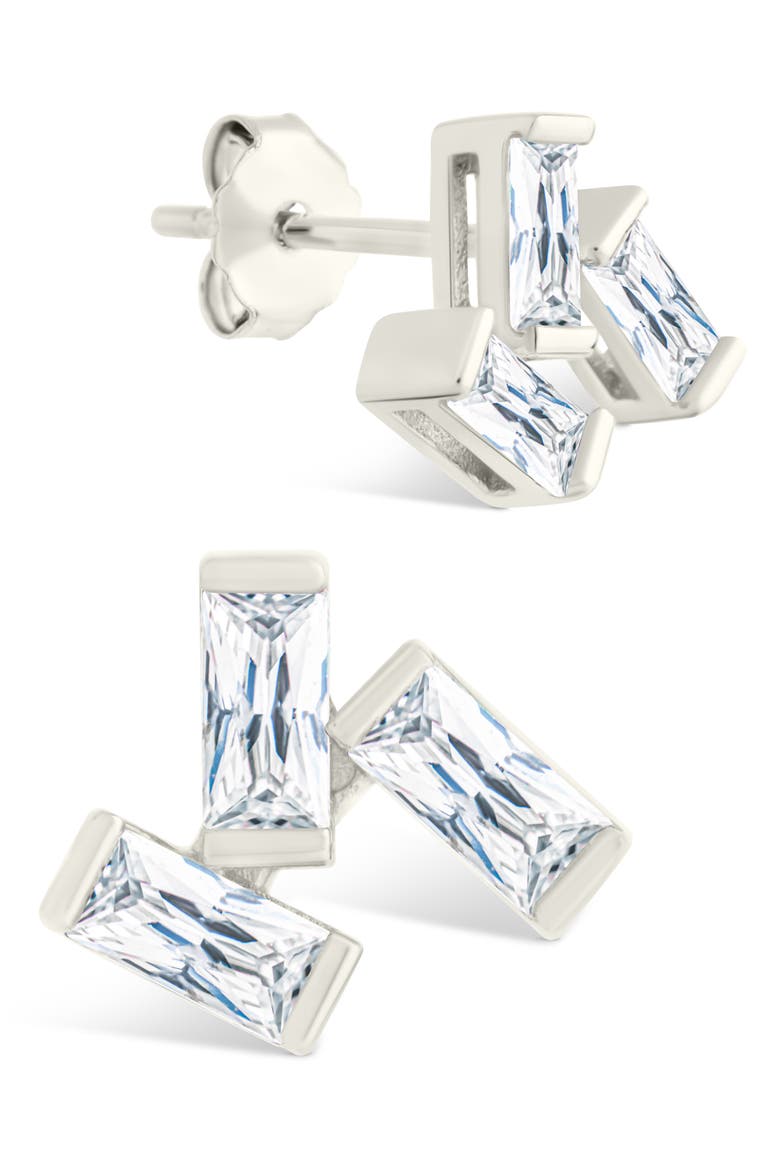 Macy Baguette Cubic Zirconia Stud Earrings, Main, color, SILVER