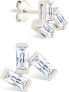 Sterling Forever Macy Baguette Cubic Zirconia Stud Earrings