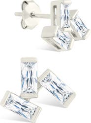 Sterling Forever Macy Baguette Cubic Zirconia Stud Earrings