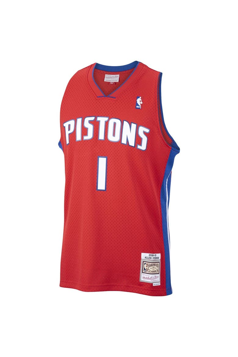 Men's Mitchell & Ness Allen Iverson Red Detroit Pistons  2008/09 Hardwood Classics Swingman Jersey, Alternate, color, Red