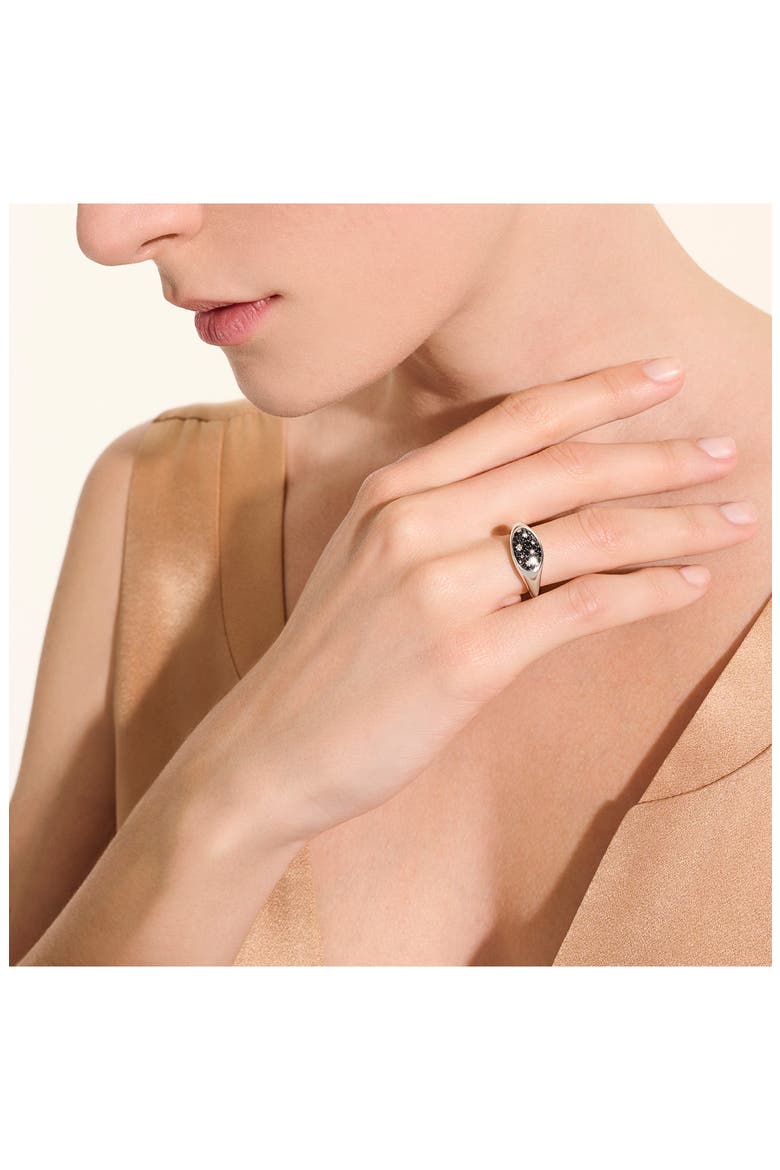 Pebble Ring, Sterling Silver, Black Sand Diamond Pavé, Alternate, color, SILVER
