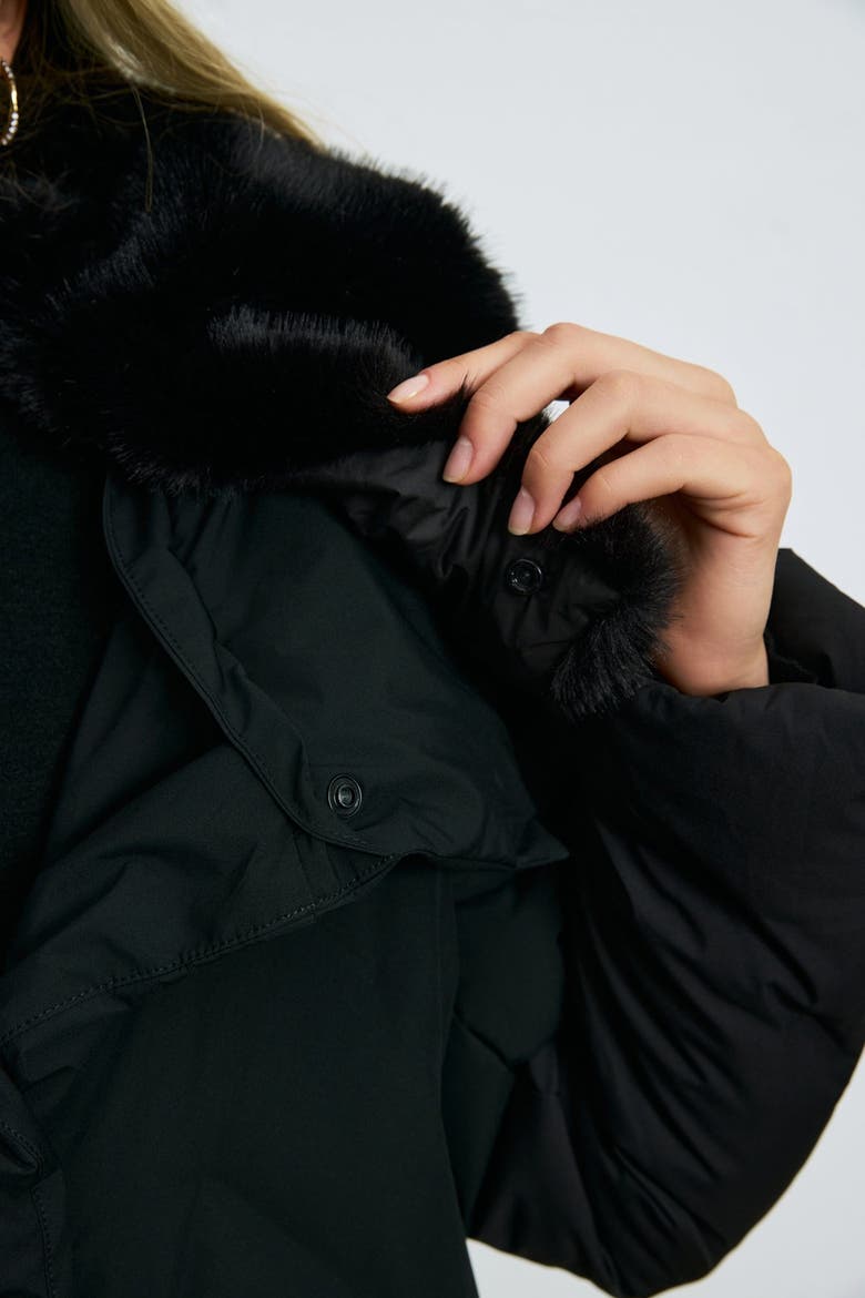 Women's Down Puffer Jacket With Removable Fur Collar, Alternate, color, Black
