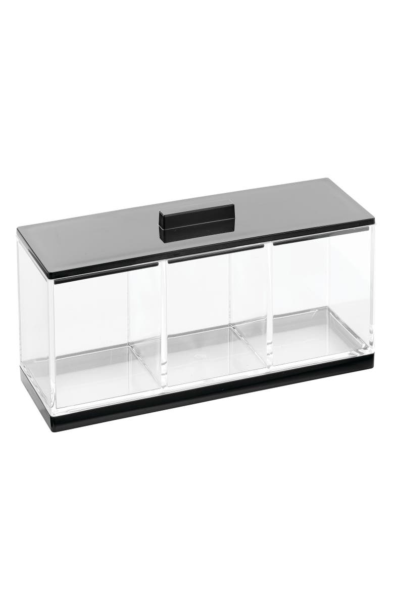 mDesign Cosmetic Divided Organizer Canister Box, 3 Sections and Lid, Main, color, 