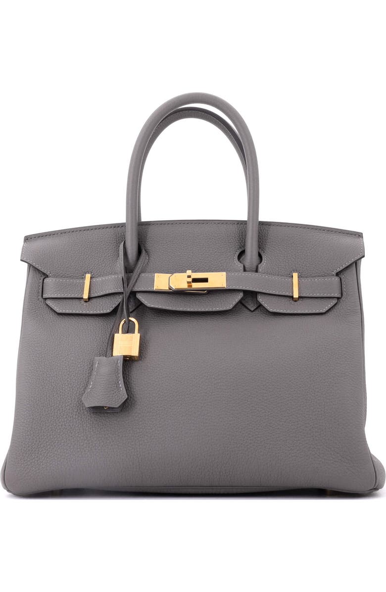 Pre-Owned Hermes Birkin Handbag Grey Togo with Gold Hardware 30, Main, color, Gris Meyer