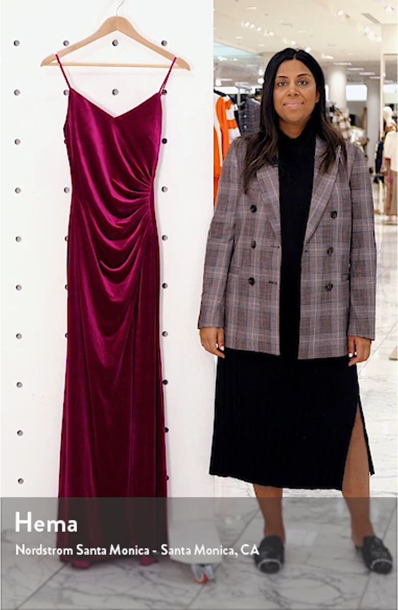 Ruched Side Slit Velvet Evening Gown, sales video thumbnail