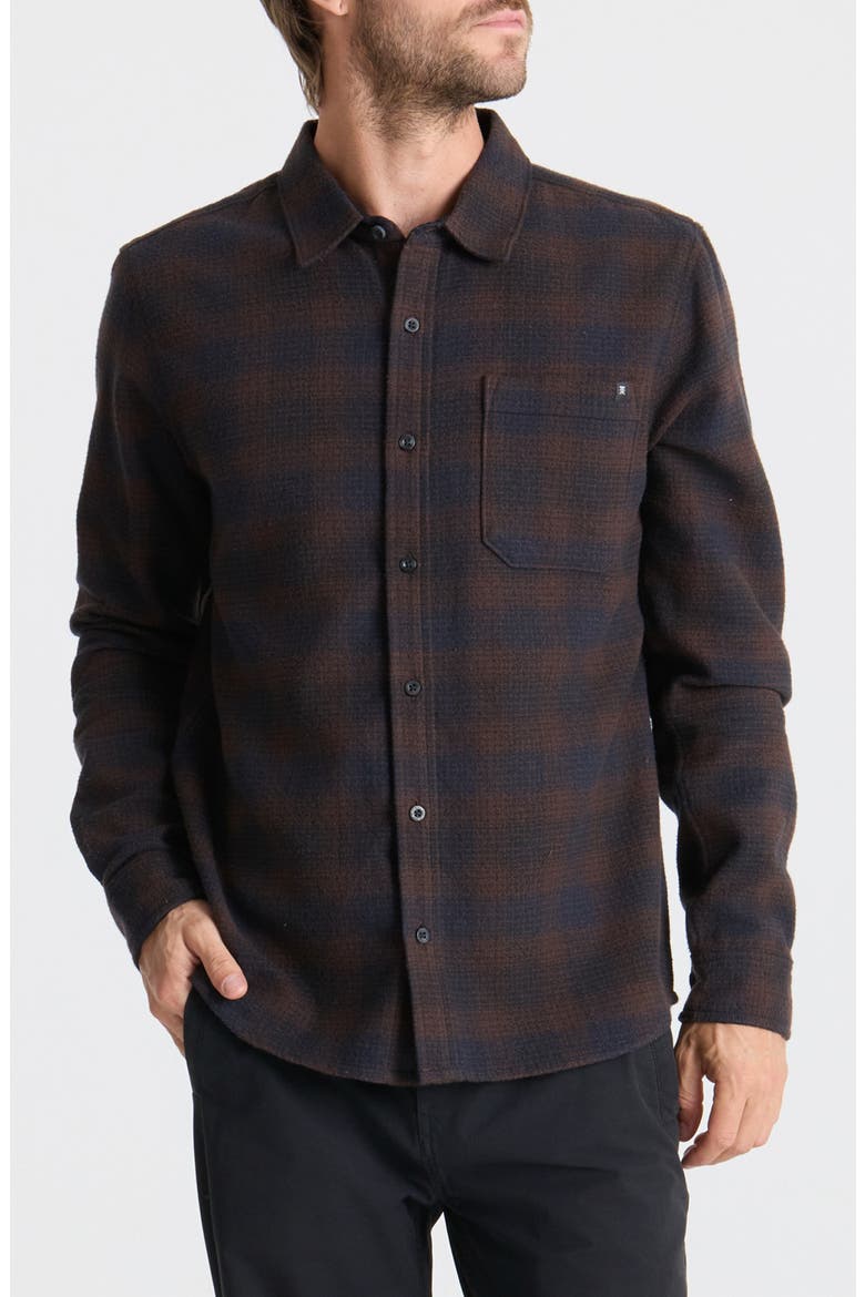 Crossroads Organic Cotton Button-Up Shirt, Main, color, DARK BROWN