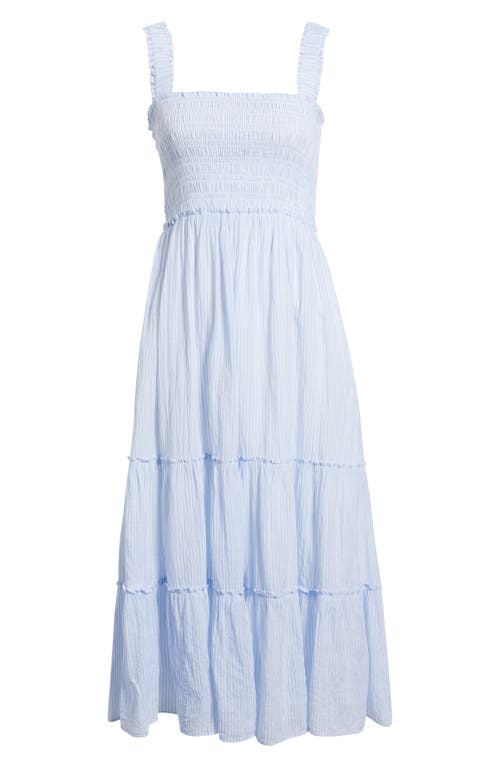 Lilly Pulitzer Hadly Smocked Maxi Dress In Jacaranda Blue Oxford Stripe