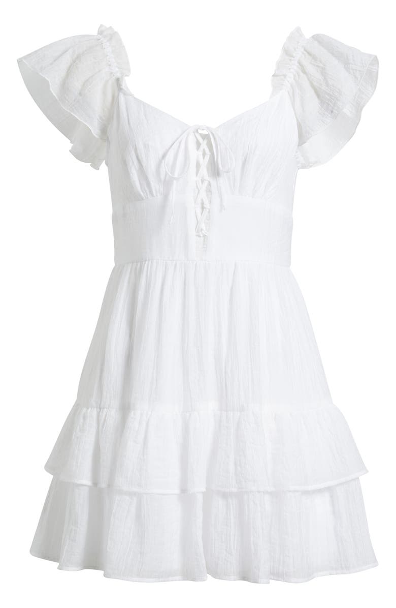 CITY STUDIO Flutter Sleeve Tiered Minidress, Alternate, color, White