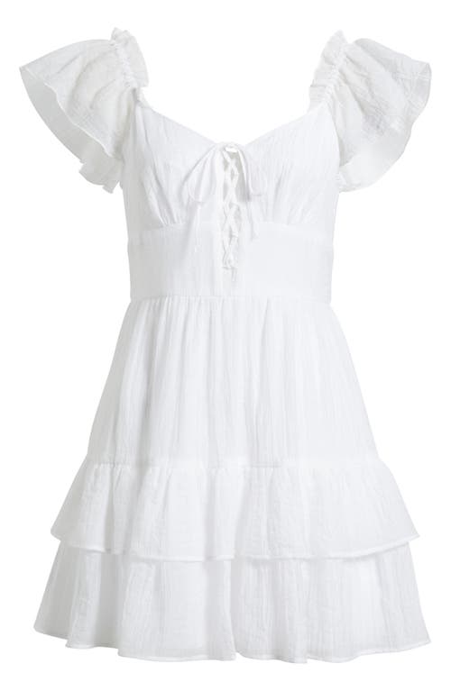 City Studio Flutter Sleeve Tiered Minidress In White