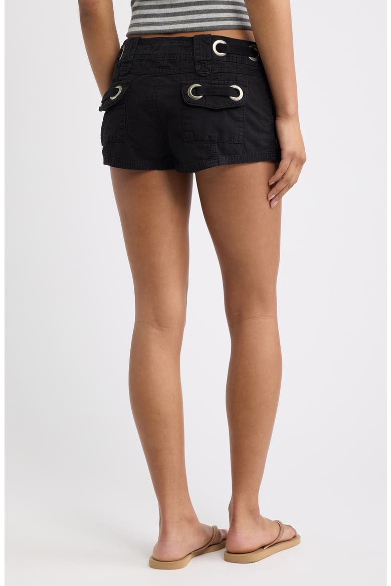 Eyelet Cargo Mini Shorts, Alternate, color, BLACK
