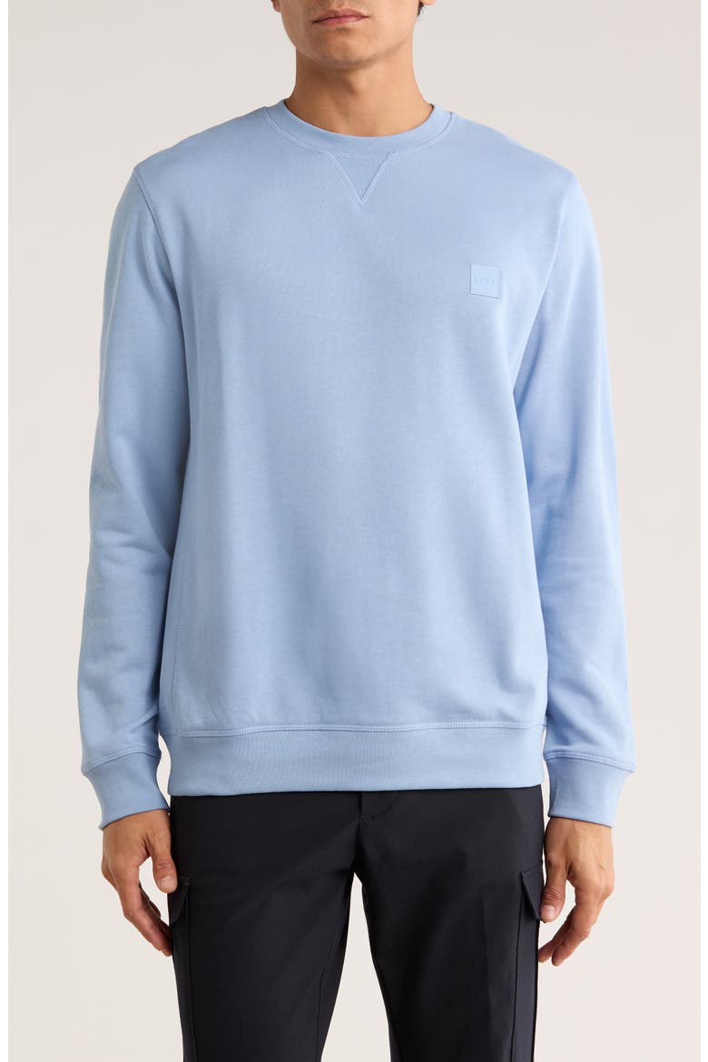 We Start Crewneck Sweatshirt, Main, color, OPEN BLUE